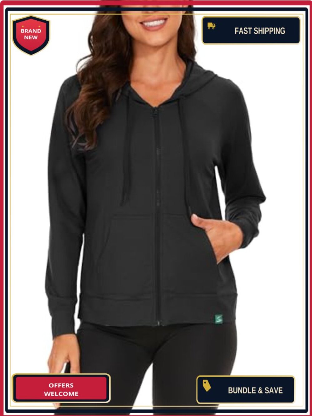 Women's Full Zip Bamboo Viscose Terry Hoodie Lightweight